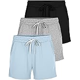 Real Essentials 3 Pack: Womens Ultra-Soft Athletic Lounge Casual Sweat Shorts with Pockets (Available in Plus Size)