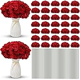 Unittype Silk Hydrangea Artificial Flowers Heads with Stems Faux Hydrangea Flowers for Wedding Centerpieces Bouquets DIY Floral Decorations for Home Indoor(Burgundy,100 Pieces)