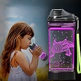 Ammonite Axolotl Water Bottle with 3D Glowing LED Light - 14 OZ Tritan BPA Free - Creative Ideal Travel Cup Gift for School Kid Boy Child Gamer Holiday Camping Picnic