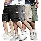 LIUNLU 4 Pack Boys Cargo Shorts Quick Dry Hiking Shorts Lightweight Athletic Short with Zipper Pockets Outdoors