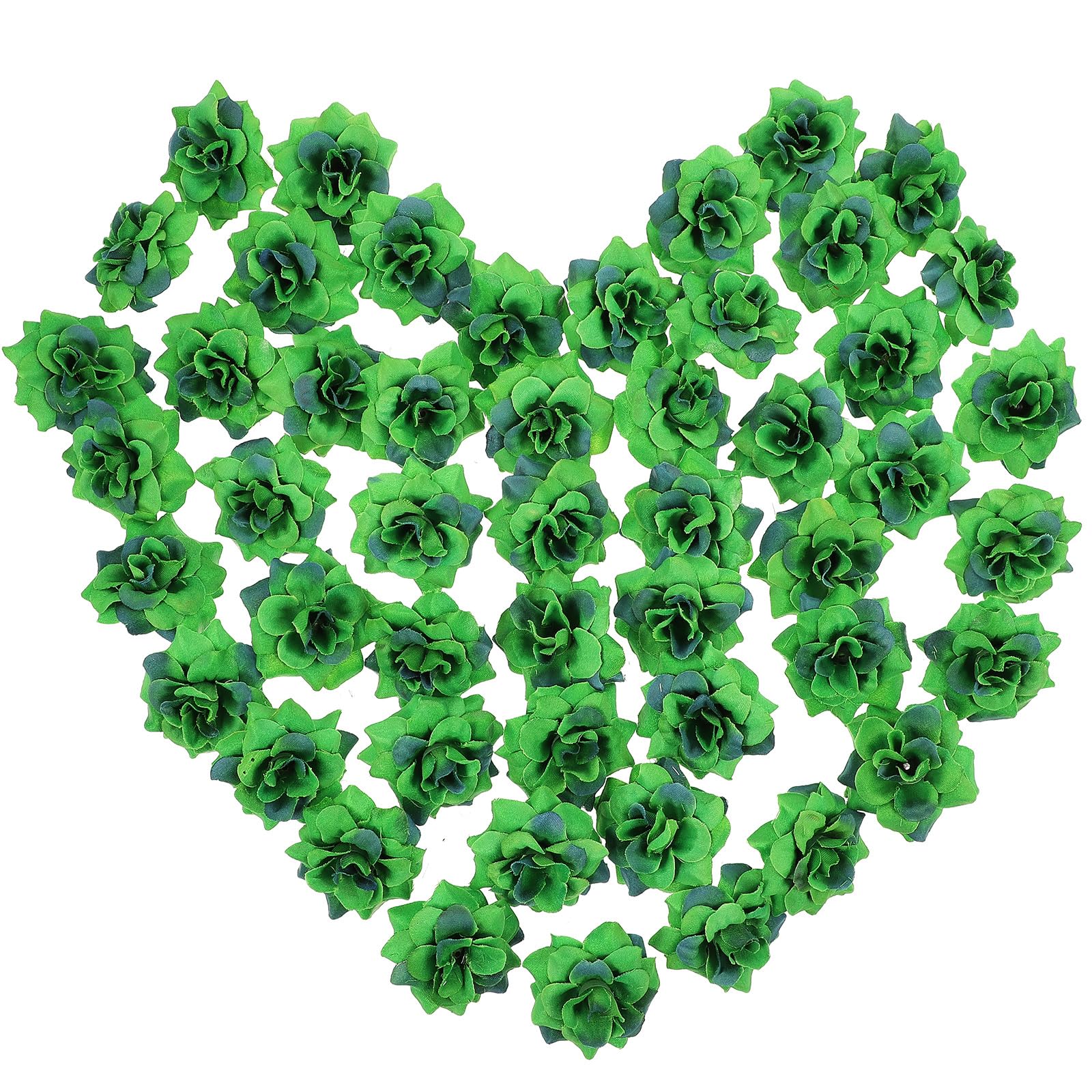 Holibanna 50Pcs Emerald Green Artificial Rose Heads 1.77 Inch Silk Flowers for Wedding Hair Clips Bridal Pins Craft Decorations and Home Garden Use