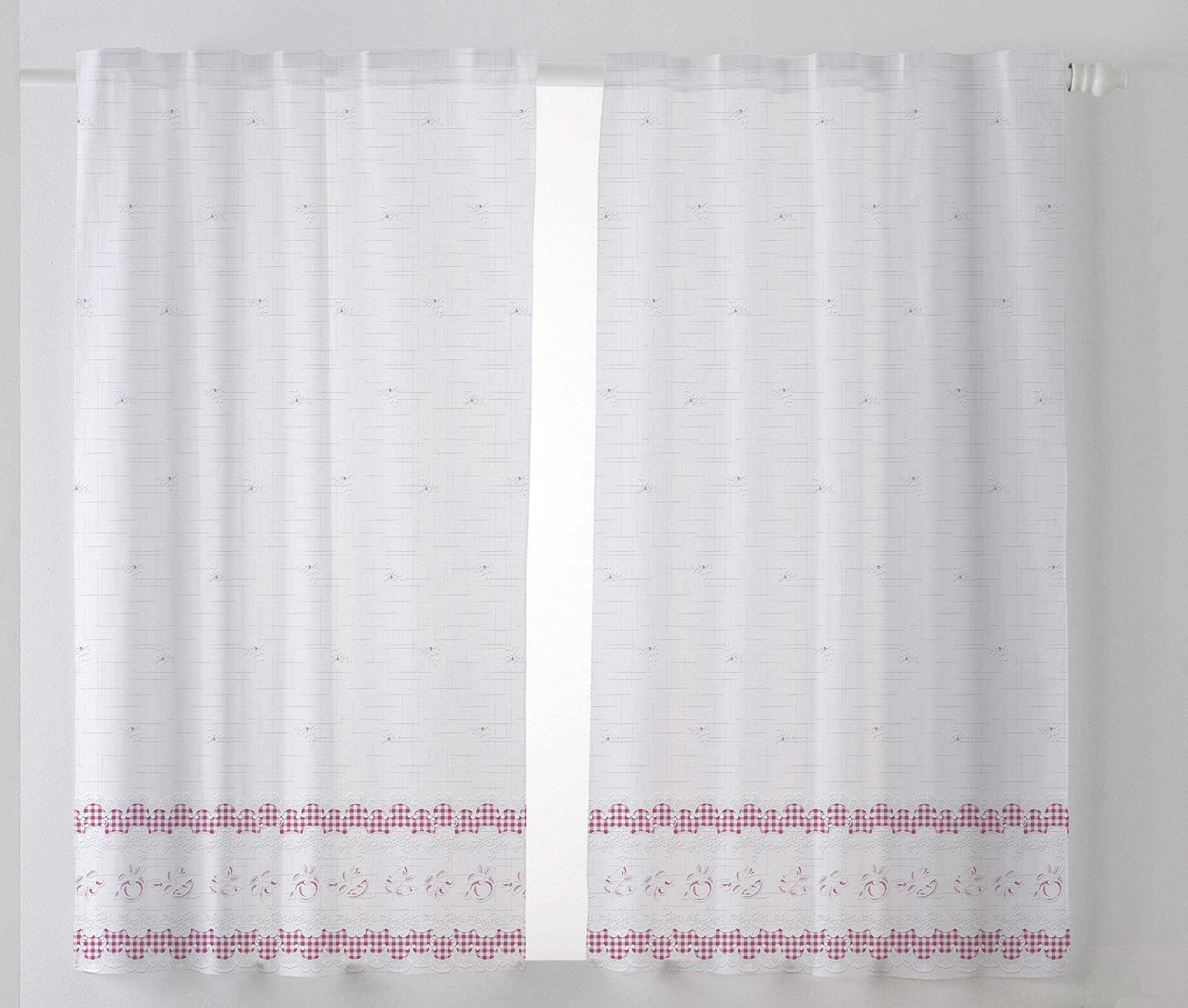 Cardenal Textile Tamara Kitchen Curtain, Purple, Pack of 2 100 x 140 cm