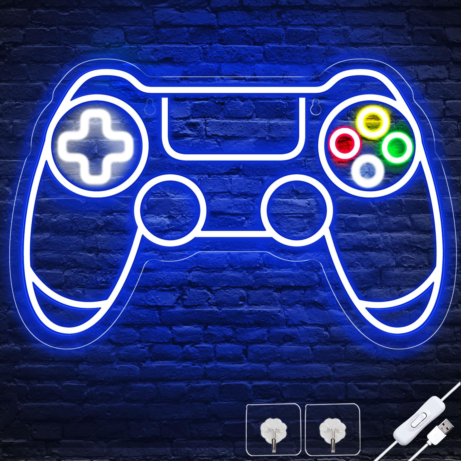 Gamer Neon Sign, Gamepad Shaped LED Neon Sign for Gamer Room Decor, Gaming Neon Sign for Boys Room Decor, Neon Gaming Sign for Gaming Wall Decor, USB Powered Gamer Gifts for Teens, Boys, Kids