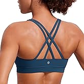 CRZ YOGA Naked Feeling Strappy Padded Sports Bras for Women - Fitness Workout Top Criss Cross Back Yoga Cami