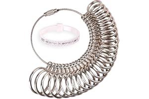 H&S Ring Sizer Measuring Tool - Metal Finger Sizing Measurement in UK Size (A-Z) for Men & Women - with Plastic Belt