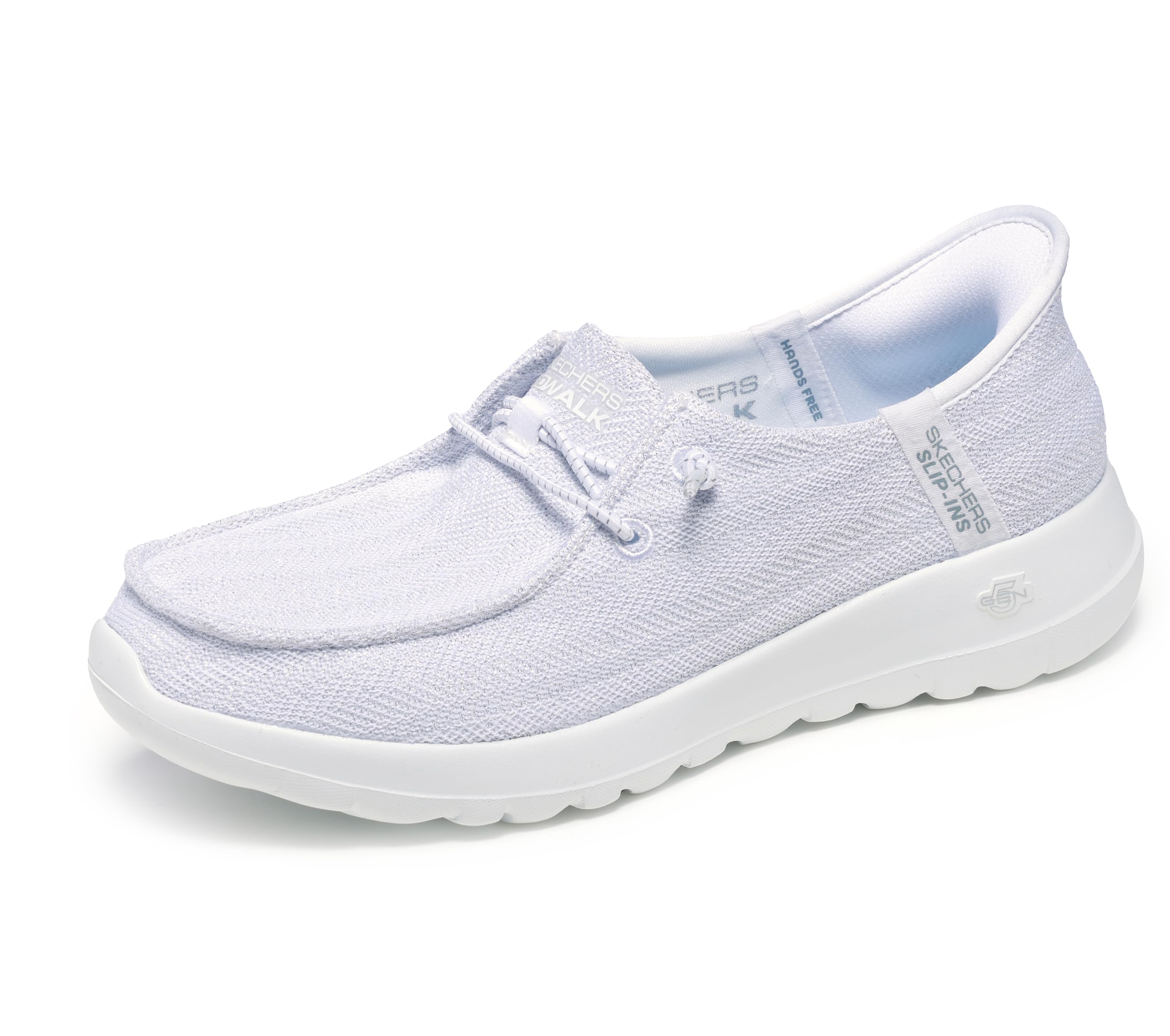 Skechers Women's Hands Free Slip-Ins Go Walk Joy Moc Toe Casual Shoe, White/Silver, 5.5 Image