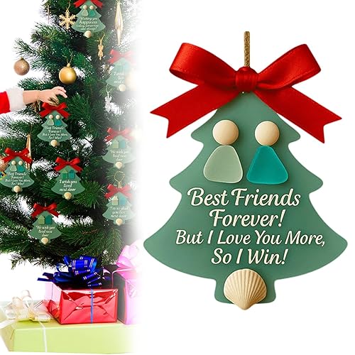 Sea Glass Friendship Decor, 3D Christmas Decorations, Christmas Tree Hanging Ornaments,Keepsake Gift for Women, Timeless Art Glasses Pendant for Best Friend (E)
