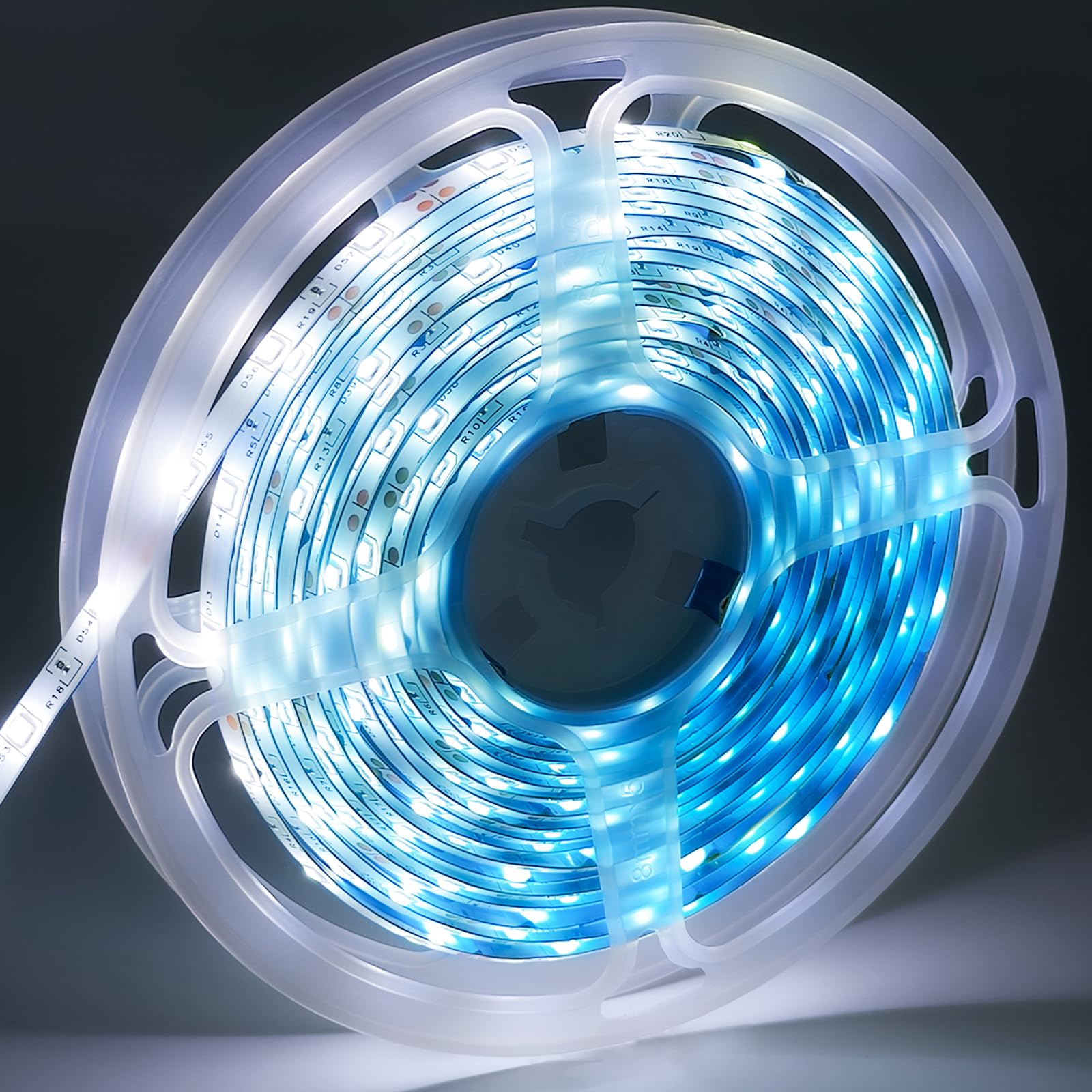 iNextStation White LED Strip Light, 5M 2835 SMD 300 LEDs 12V Flexible Cuttable Waterproof LED Tape Light for Bedroom Kitchen Unde Cabinet Mirror Wardrobe TV Backlight Cupboard Monitor Garage (No Plug)