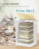 SONGMICS 95 L Laundry Basket with Lid Bamboo Handles Foldable White LCB060W01 view 5