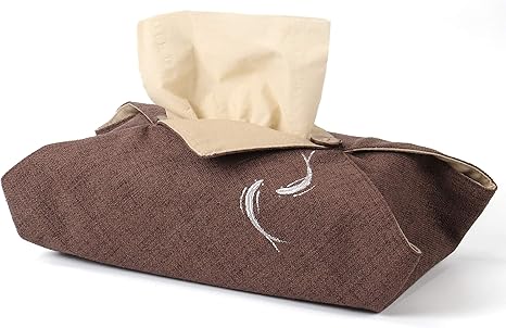 Amazon コンパクト 鯉の手描きが入った綿麻ティッシュカバー シンプルしかもファッショナブルで上品なテティッシュケース ブラウン ティッシュケース ホルダー オンライン通販