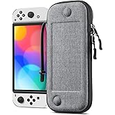 Fintie Slim Carrying Case for Nintendo Switch OLED Model 2021/Switch 2017 - [Slim Fit] Shockproof Protective Travel Storage Bag with 10 Game Cartridges, Gray