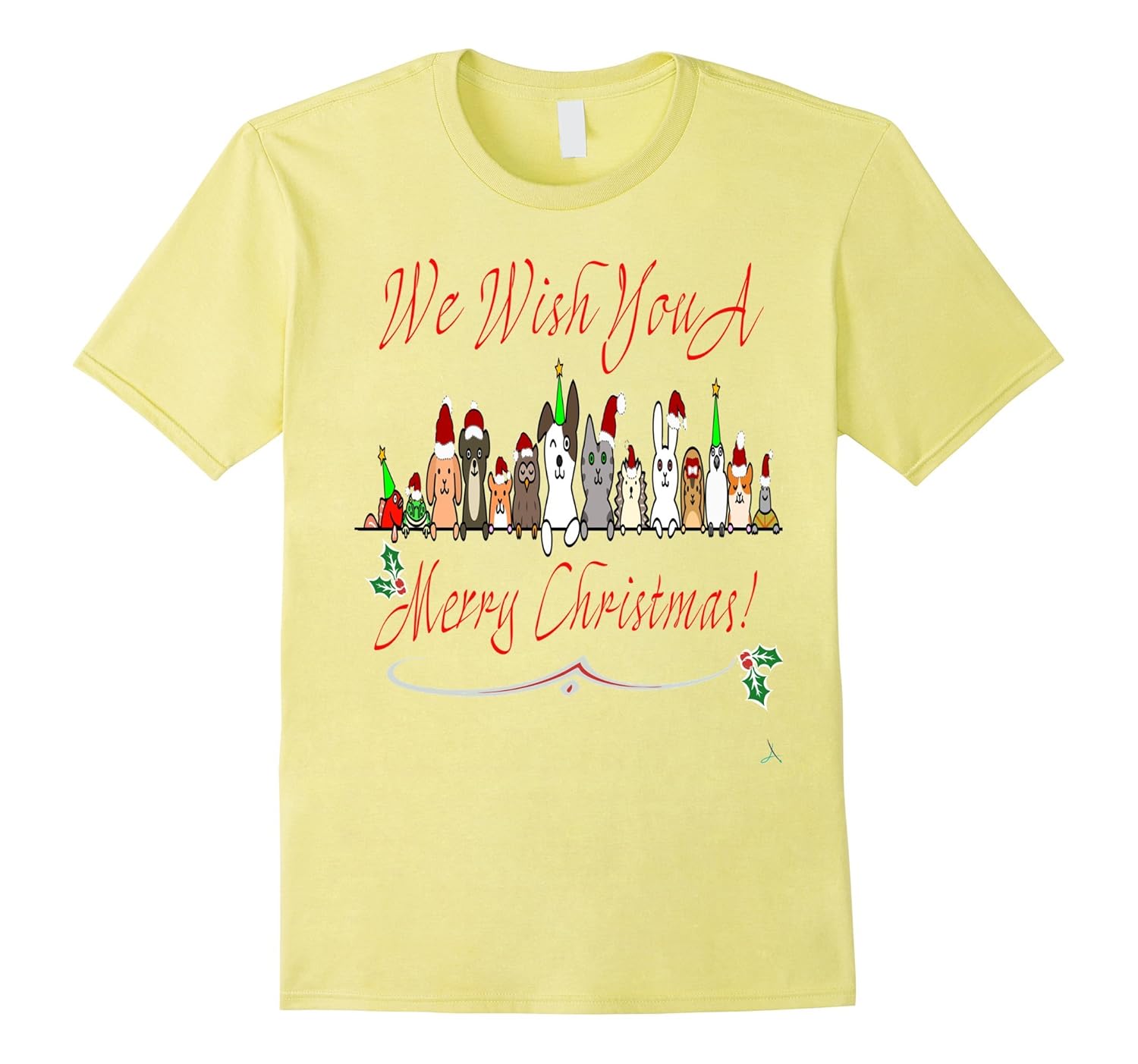 We Wish You a Merry Christmas Pets Holiday Dog Cat Bird Tee-ANZ