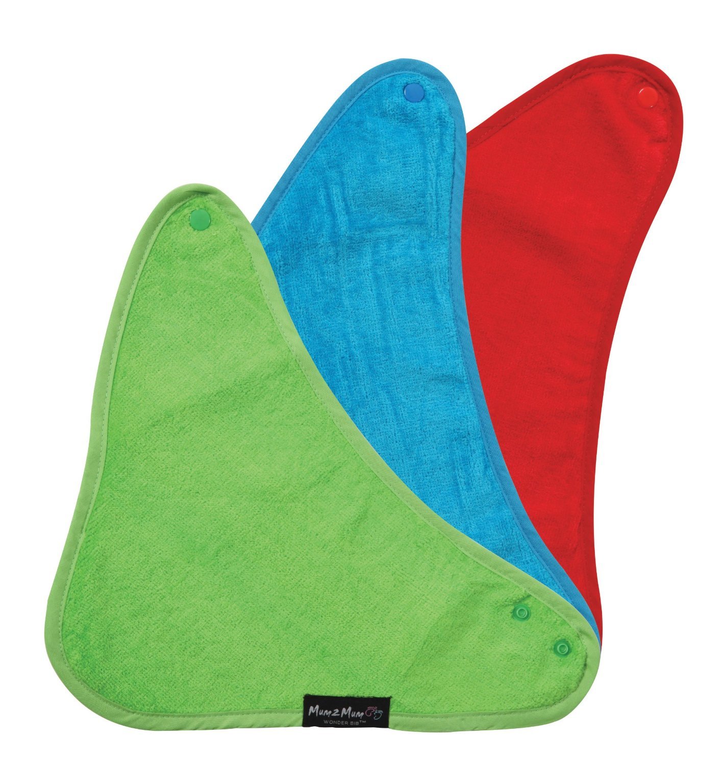 Mum 2 Mum Bandana Bib, 3 pack - Red, Lime, Teal
