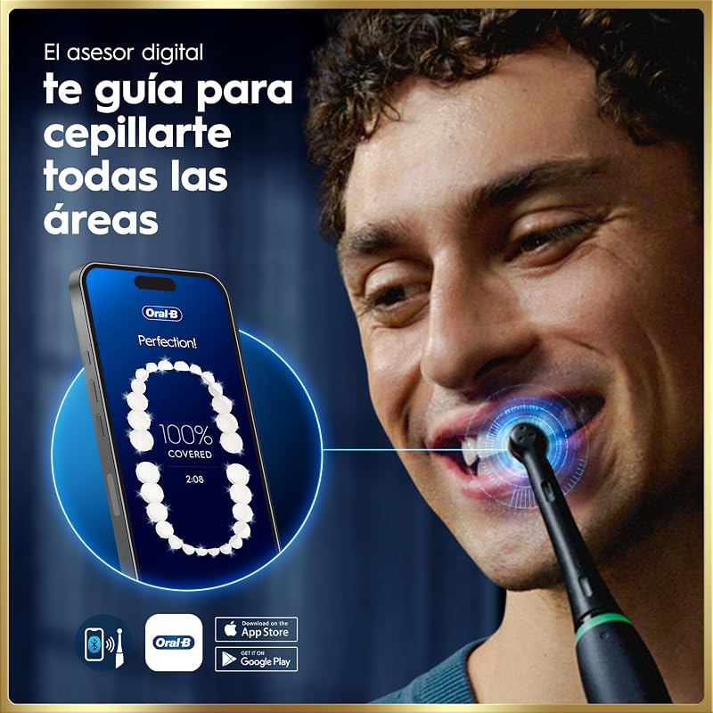 Escova de dentes elétrica preta oral-b io 9, 3 cabeças de escova, 1 estojo carregador de viagem, projetado por braun