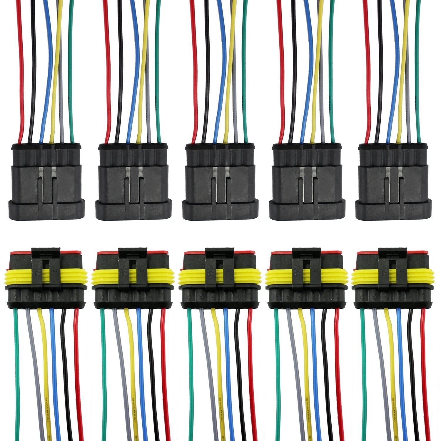 5 Kit 6 Pin Way Car Waterproof Electrical Connector Plug with Wire AWG Marine 5Pcs