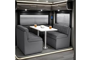 Qualitex De Leon RV Dinette, Bed with Storage, w/Blanco Table, Ultimate Leather, Charcoal