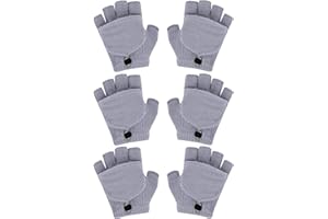 ONESING 3 Pairs Kids Fingerless Gloves with Mitten Cover Convertible Knit Gloves Kids Fingerless Mittens for Boys Girls