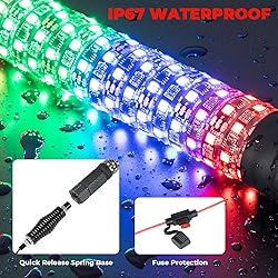 OHMU 2Pcs 3FT LED Fat Whip Lights with Spring Base