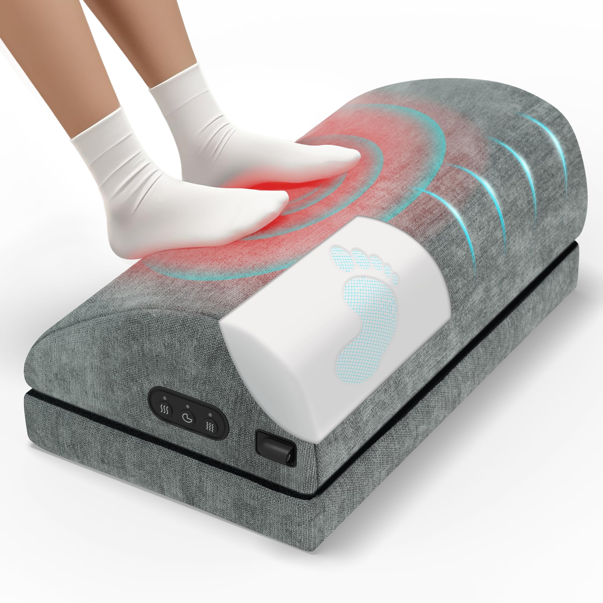 Photo 1 of Heated Foot Rest for Under Desk at Work, Foot Stool with Vibration Massage, 2 Heat Levels, Adjustable Height, Ergonomic Memory Foam Feet Warmer Heater Footrest Under Desk for Gaming & Office Home