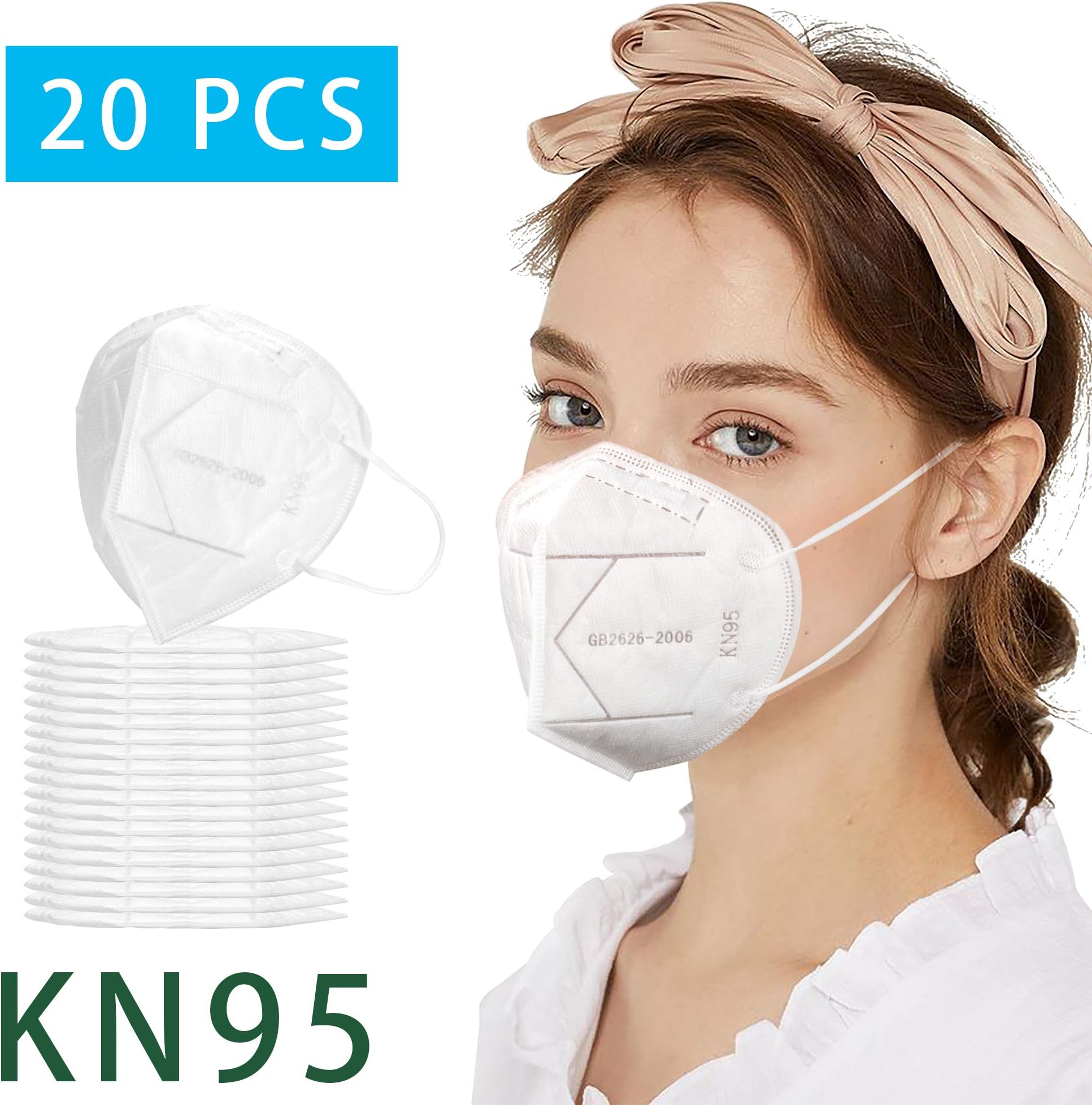 gitemk 20Pcs KN95 Face Masks Mouth Masks Layers Dust Masks Anti Pollution Military Grade Cotton Masks Anti PM2.5 Activated Carbon Filter for Men Women