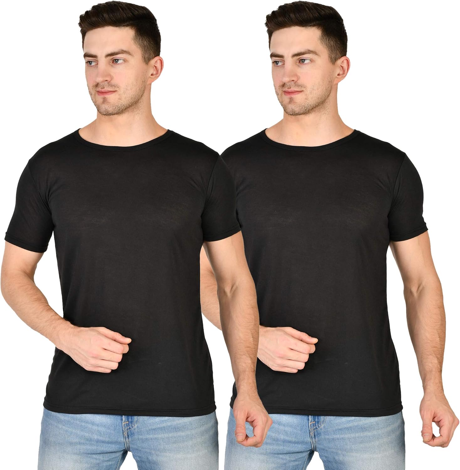 Buy Men's Classic Fit TShirt (Pack of 2) (Cotton Lycra, Large) at