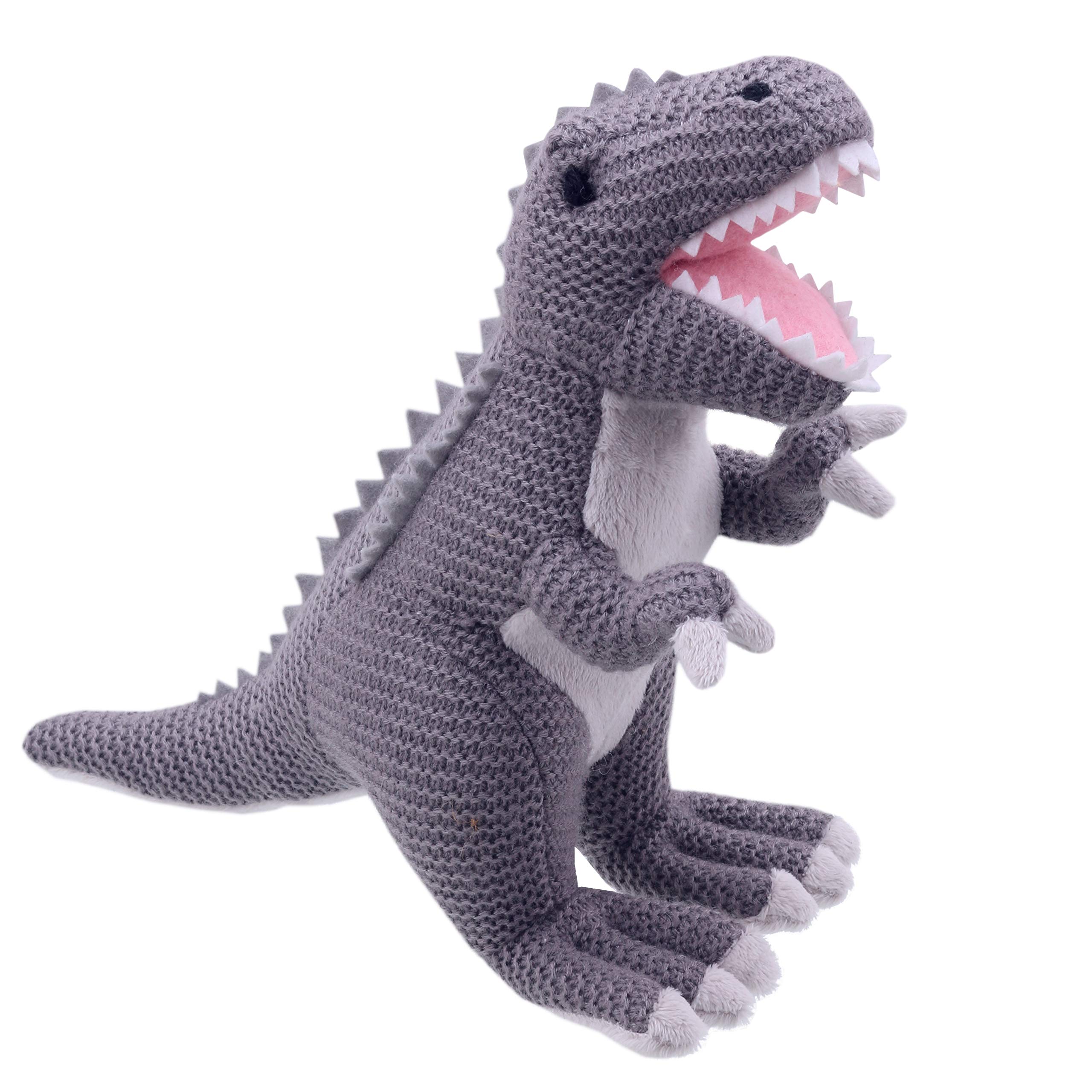 Wilberry - Knitted - Small Grey T-Rex Dinosaur Soft Toy - WB004308