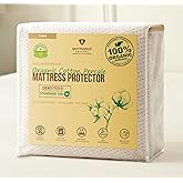 Deluxe Organic Cotton Percale Mattress Protector Twin Size - 100% Waterproof - Naturally Cooling for Hot Sleepers - OCS Certified 280GSM 3D Air-Knit Breathable Mattress Pad - Noiseless Deep Pocket