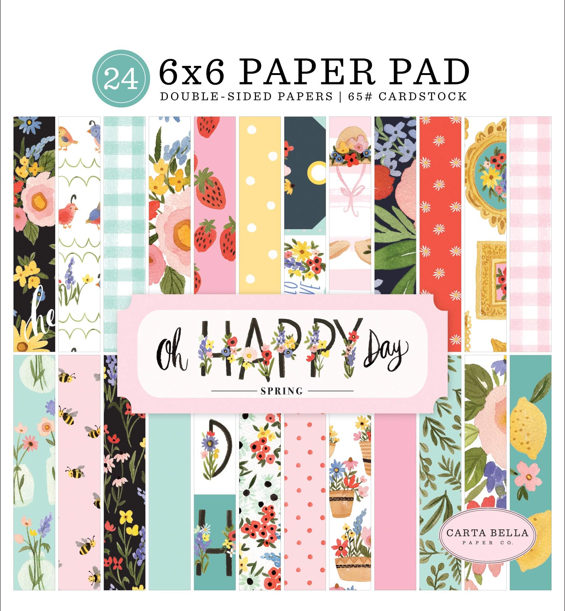Carta Bella Paper Company Oh Happy Day 6x6 Pad paper, yellow, teal, blue, navy, green, red