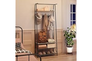 coucheta Hall Tree, Coat Rack with Shoe Storage Bench, Entryway Bench with Shoe Storage, 4-in-1 Coat Rack,Shoe Storage Organizer with 5 Hooks for Entryway,Hallway, Bedroom
