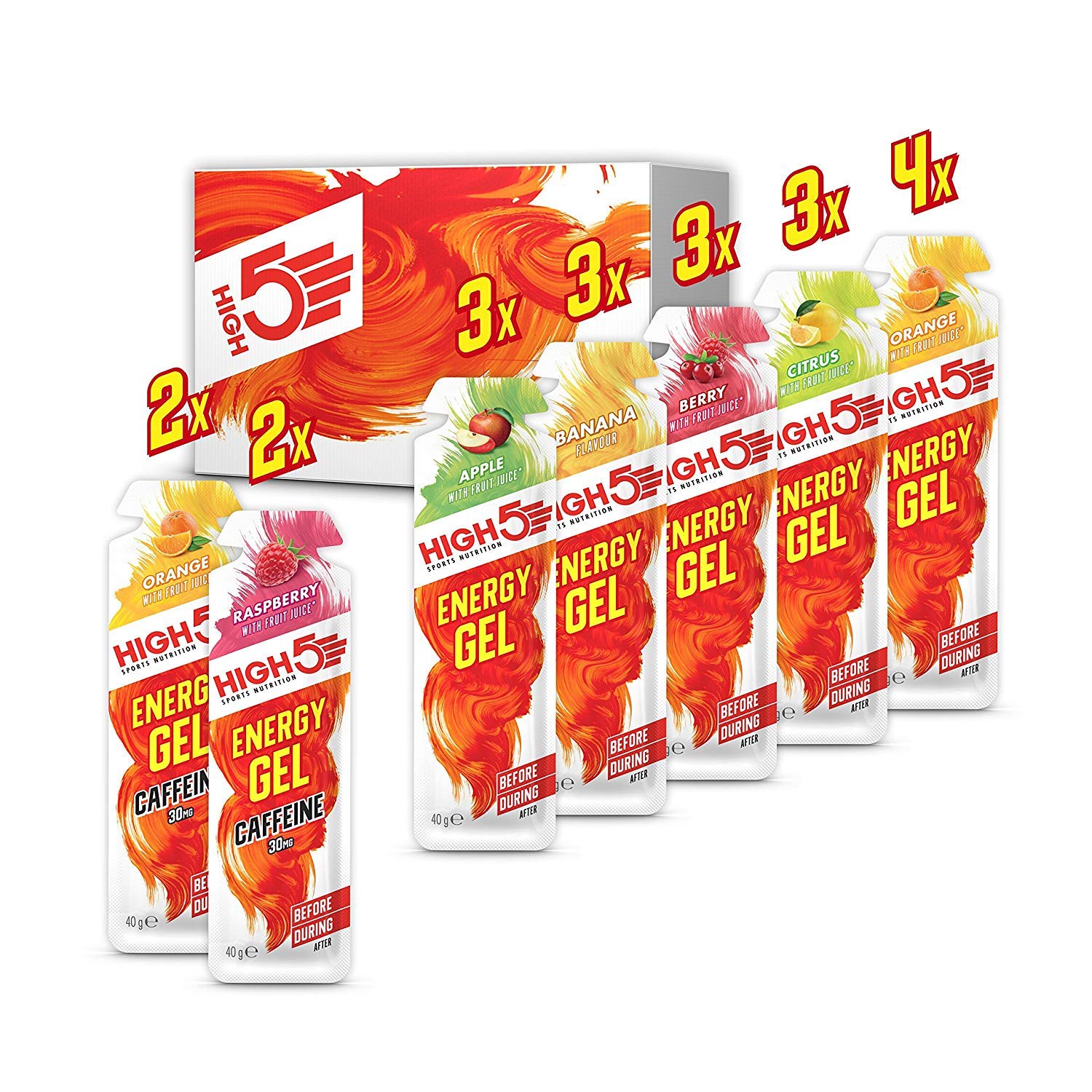 High5 Energy Gel Mixed Box 20 Sachets Sports Nutrition Yellow Amazon