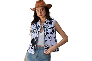 OeyFnbmO Women Vest Sleeveless Jean Jacket Denim Print Vest
