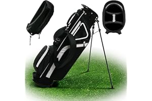 AK SYSTEM Ultra-Lite Golf Stand Bag - 3 Lbs, 4 Way Divider Portable Golf Club Carry Bag, Water-Repellent Golf Travel Case with Rain Hood, Golf Gifts for Men and Women (Black)