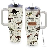 TNASURHUS Dinosaur Mug 40oz Tumbler with Handle and Straw, Dinosaur Gifts for Adults, Christmas, Thanksgiving, Birthday Decorations, Party Supplies, Stainless Steel Cup, Water Bottle