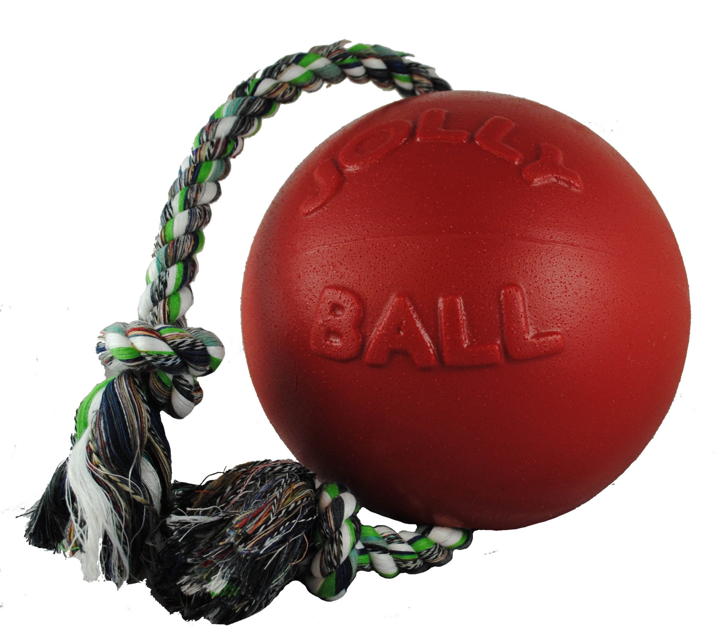 Jolly Pets Romp-n-Roll Rope and Ball Dog Toy, Inches/Small, Red