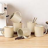 theterra Ceramic Coffee Mugs Set of 6, 14.2oz Handmade Coffee Cups with Handle for Latte, Tea, Milk, Beer, Hot Cocoa, Cappuccino