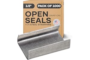 IDL Packaging Open (Snap-On) Seals for 1/2" Strap Width Steel Strapping (Pack of 1000) - Superior Holding Power - Sturdy Metal Clips for Securing Heavy Packaging and Pallet Banding