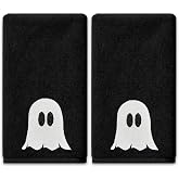 Hexagram Halloween Hand Towels, Embroidered Towel, Halloween Bathroom Decor | Ghost Decor,Black Bathroom Towels set of 2 14x30 Inch for Drying Cleaning,Farmhouse Decorations