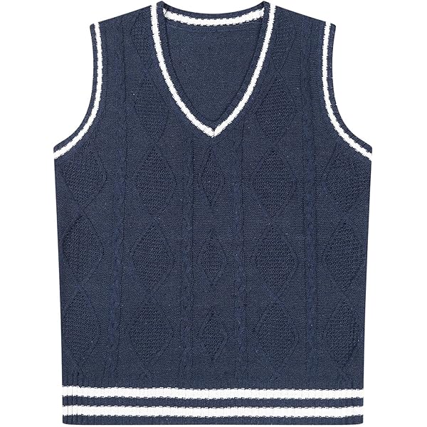 Men Women Knitted Cotton V-Neck Vest JK Uniform Pullover