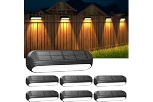 WdtPro Solar Fence Lights 6 Pack, Waterproof Solar Outdoor Lights Led Warm White & Color Changing, Deck Light Solar Powered for Outside Patio, Wall, Step, Yard, Stairs, Garden Decor