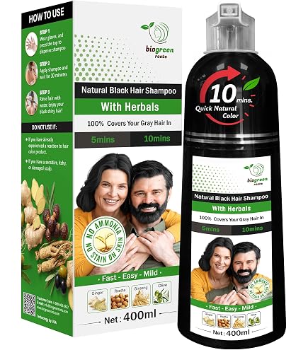 BIOGREEN ROOTS Natural Black Hair Color Shampoo with Herbs