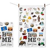 Ezen66Gifts Home Sweet Home Oklahoma Kitchen Towel - Housewarming and Homecoming Gifts - Oklahoma State Favorite Symbol Dish Towels Gifts for Women Friends for Birthdays Mother's Day and Holidays