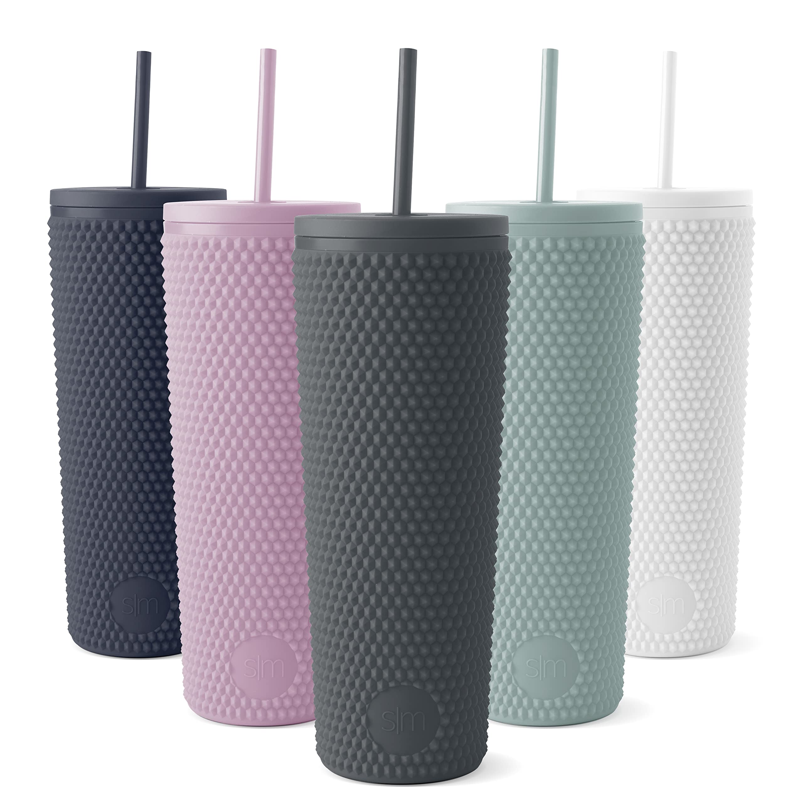 Photo 1 of Simple Modern Plastic Matte Studded Tumbler with Lid and Straw | Reusable BPA Free Iced Coffee Cups Double Wall Smoothie Cup | Gifts for Women Men Him Her | Classic Collection | 24oz | Graphite