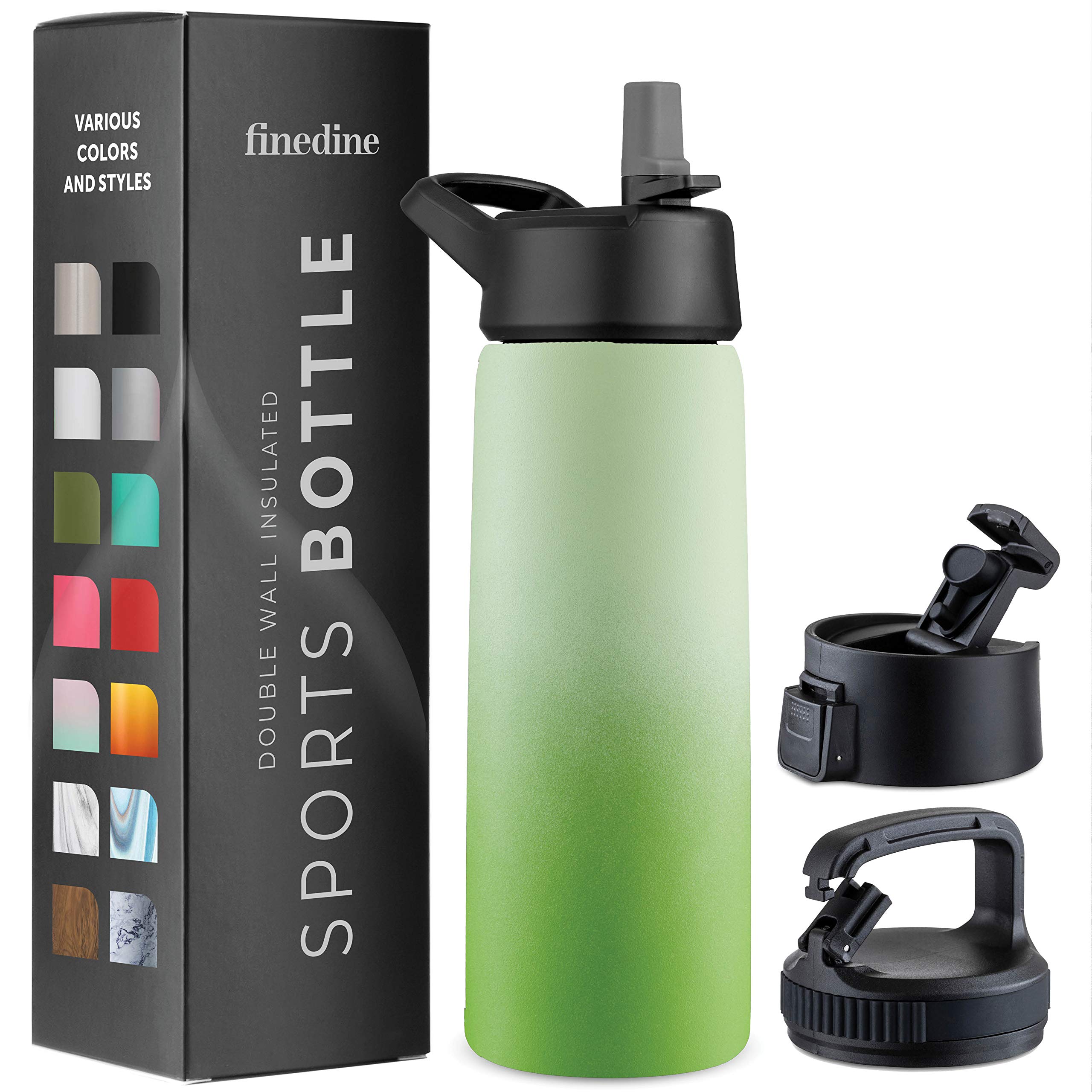 Triple Insulated Stainless Steel Water Bottle with Straw Lid - Flip Top Lid - Wide Mouth Cap (750 ML) Insulated Water Bottles, Keeps Hot and Cold - Great for Hiking & Biking (Dreamy Green)