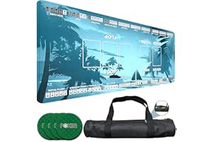 LENGAMPLAY Poker Mat, 8-10 Players Texas Holder Poker Table Top - 70" x 35" Poker Topper for Tables - Poker Game Mat with 8 Coasters in Gift-Ready and Zipper Storage Bag