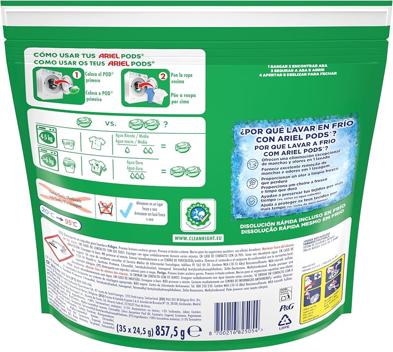PODs Platinum, Detergente Líquido En Cápsulas + Poder Quitamanchas Cápsulas, 70 Lavados