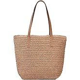 Kehpish Large Straw Beach Bag for Womens, Straw Handbag Woven Tote Bag With Zipper Summer Shoulder Bag