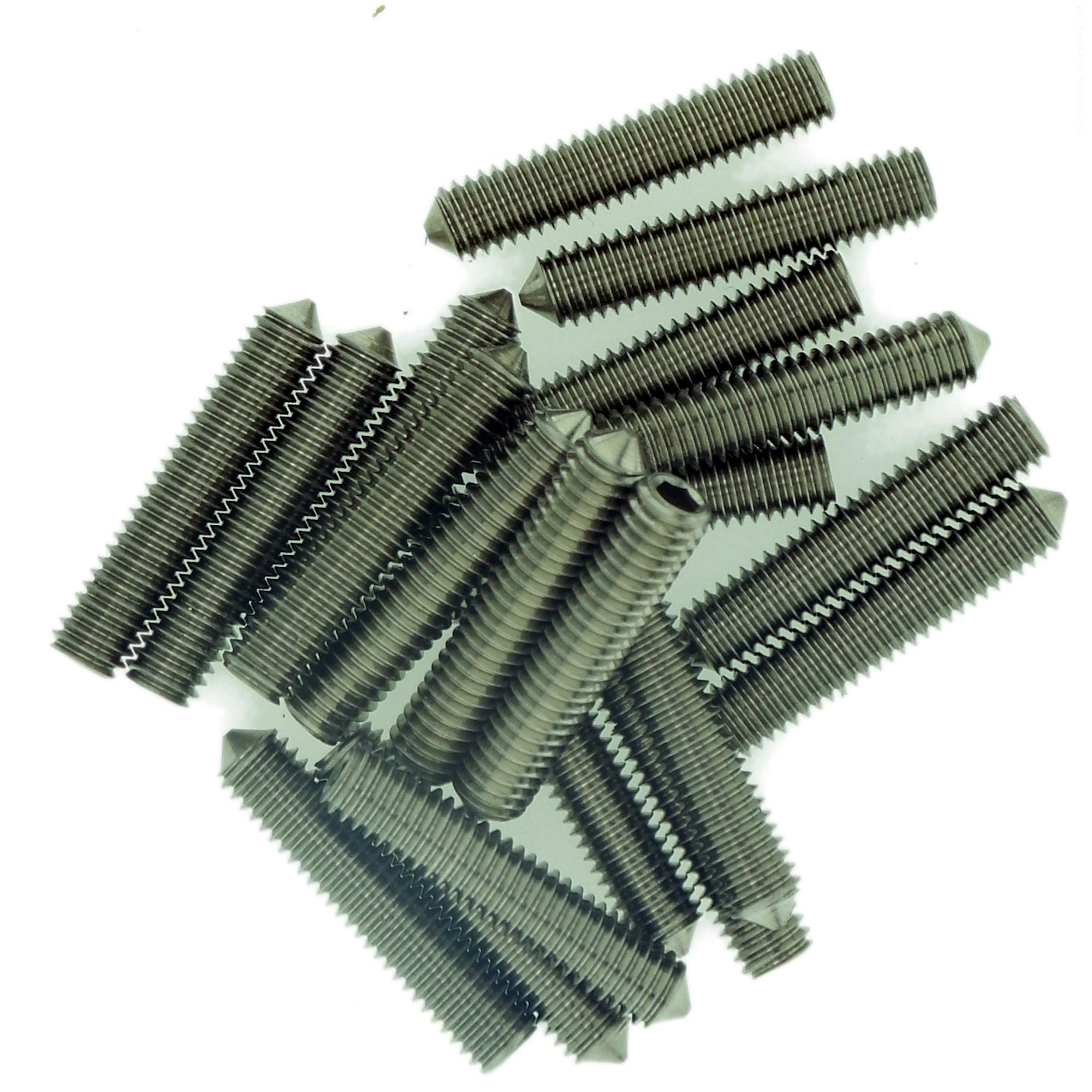 M2.5 (2.5mm x 4mm) Hex Socket Grub Screw (Cone Point) - Stainless Steel (A2) (Pack of 20) — image 1