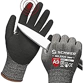 Schwer ProGuard Highest Level Cut Resistant Work Gloves PR3326 for Extreme Protection,ANSI A9 Cut Gloves with Reinforced Thumb, Non Slip, Breathable, Durable, Touch-screen, Non PFAS, Black 1 Pair(L)