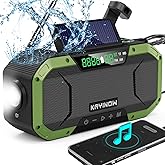 Hand Crank Solar Power Emergency Radio with Waterproof Bluetooth Speaker,Portable AM FM NOAA Weather Radio,5000MAh/18500MWh Rechargeable, Phone Charger,Flashlight,SOS,Survival Storm Camping