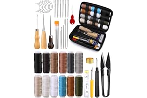 BAGERLA Heavy Duty Sewing Kit, 48pcs Needle and Thread Kit with Upholstery Thread Needles Sewing Awl Seam Ripper, Upholstery Repair Sewing Kit for Car Seats Carpets Shoes Backpacks DIY Crafting
